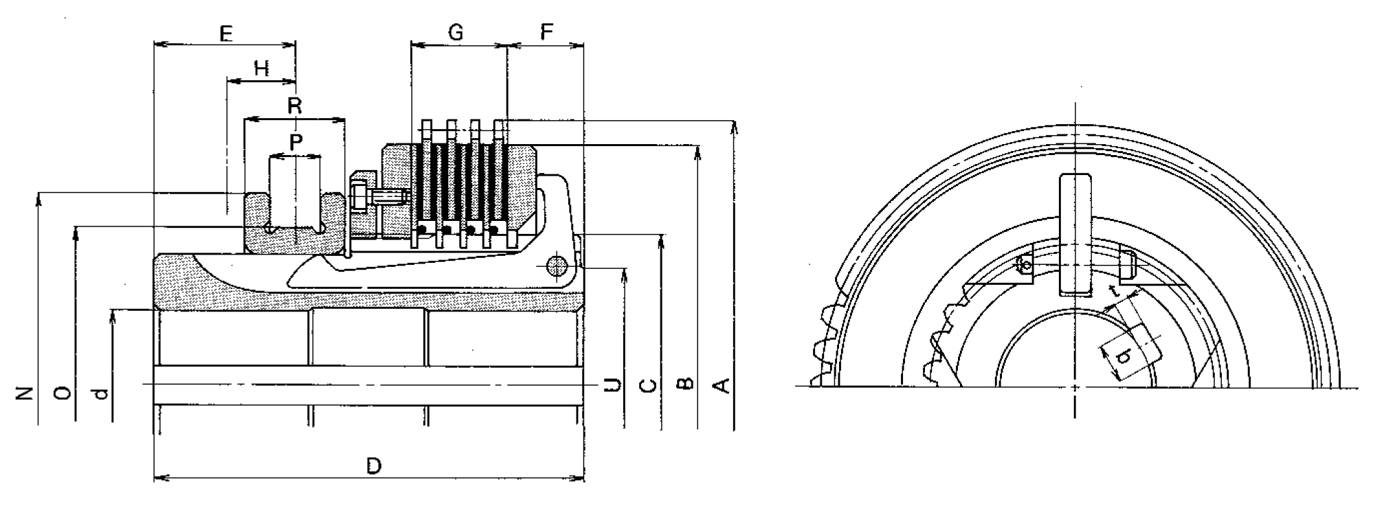 重荷重用多板式摩擦クラッチDS型（単式）乾燥式